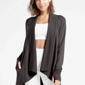 ATHLETA Pranayama Wrap Cardigan Sweater Shale Gray Brown